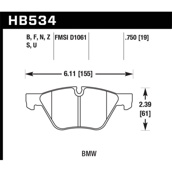 Hawk 09-11 BMW Z4 / 04-05 525I / 08-11 128I / 06 325I/325XI / 07 328I/328XI HPS Street Front Brake P Fits select: 2006 BMW 330, 2011 BMW Z4 SDRIVE30I