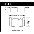 thumbnail image 1 of Hawk 09-15 Mini Cooper John Cooper Works DTC-60 Race Front Brake Pads Fits select: 2013 MINI COOPER ROADSTER, 2014 MINI COOPER CLUBMAN, 1 of 4