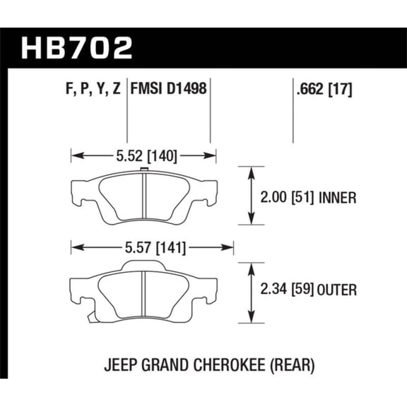 Hawk 11-12 Dodge Durango / 11-12 Jeep Grand Cherokee LTS Rear Street Brake Pads