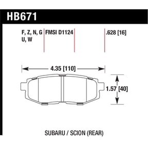 Hawk 11+ Subaru Legacy GT HPS Street Rear Brake Pads Fits select: 2015 SUBARU FORESTER 2.5I PREMIUM, 2013-2016 TOYOTA SCION FR-S
