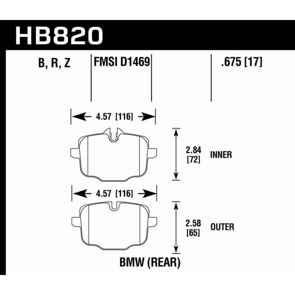 Hawk 12-17 BMW M6 / 14-17 BMW M6 Gran Coupe / 13-16 BMW M5 Performance Ceramic Rear Brake Pads Fits select: 2012-2019 BMW 650, 2011-2016 BMW 550
