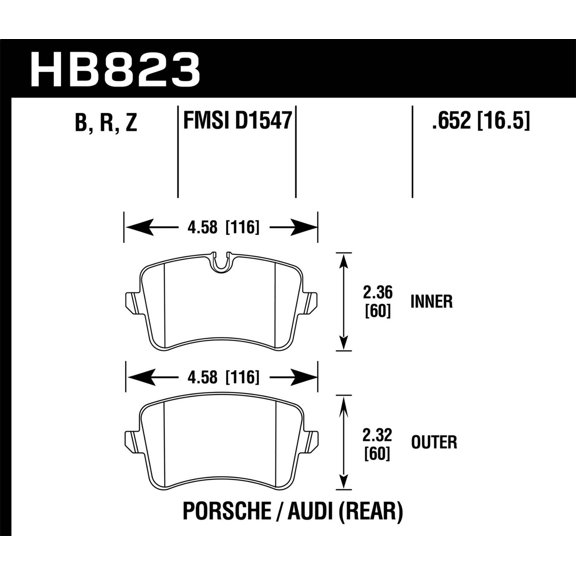Hawk 13-17 Audi S6/S7/S8 / 12-17 Audi A6 Quattro/A7 Quattro Performance Ceramic Rear Brake Pads Fits select: 2018 ,2019 PORSCHE MACAN