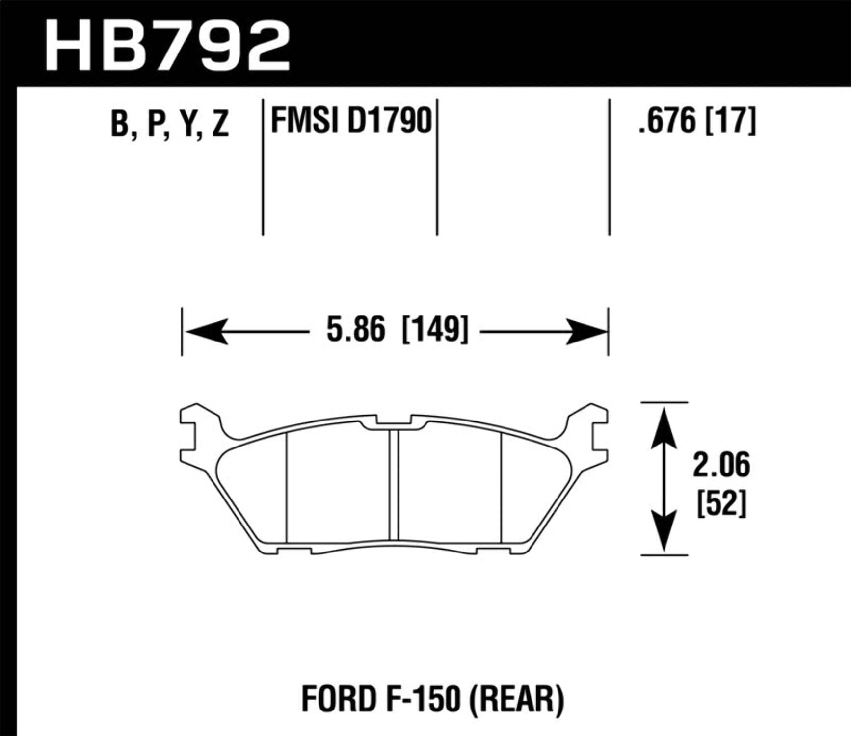 Hawk 15 Ford F-150 Super Duty Rear Brake Pads Fits select: 2015-2016,2017 FORD F150