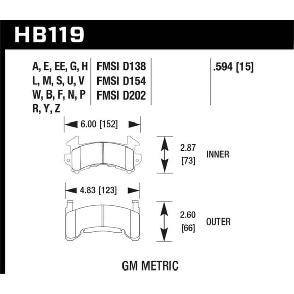 Hawk 1978-1979 Buick Century Custom HPS 5.0 Front Brake Pads