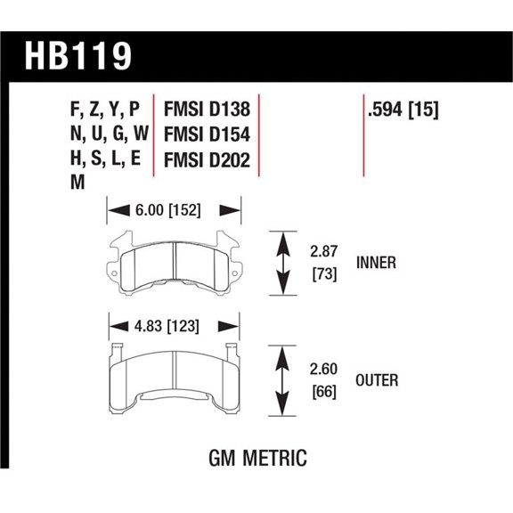 Hawk 1978-1979 Buick Century Custom HPS 5.0 Front Brake Pads