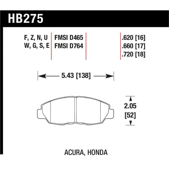 Hawk 1997-1997 Acura CL 2.2 HPS 5.0 Front Brake Pads