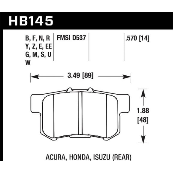 Hawk 1997-1997 Acura CL 2.2 HPS 5.0 Rear Brake Pads