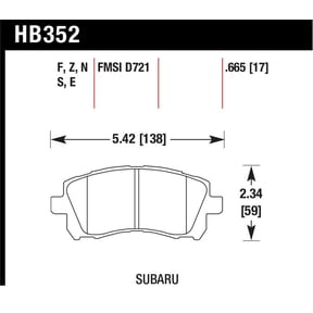 Hawk 1998-2/2002 Subaru Forester L (w/Rear Drum Brakes) High Perf. Street 5.0 Front Brake Pads