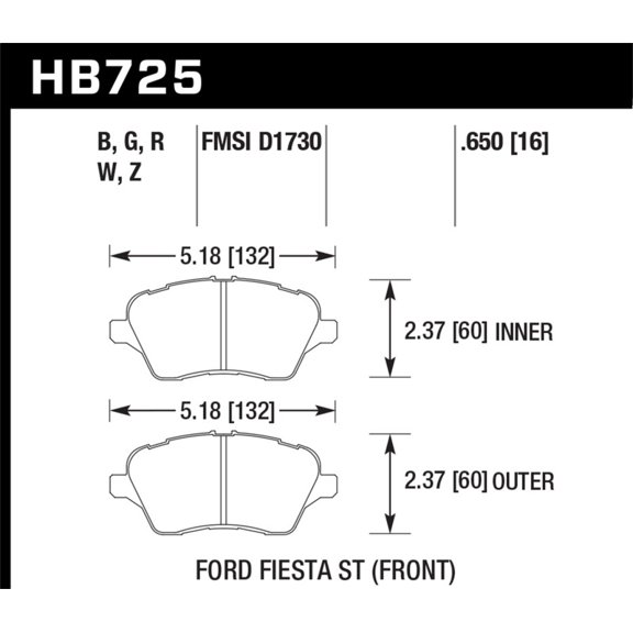 Hawk 2014 Ford Fiesta ST Performance Ceramic Front Brake Pads