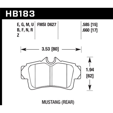Hawk 87-11 Ford Mustang Rear Blue 9012 Race Rear Brake Pads Fits select: 1994,2004 FORD MUSTANG GT