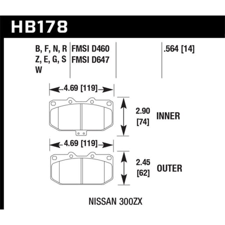 Hawk 89-96 Nissan 300ZX / 89-93 Skyline GT-R / 06-07 Subaru WRX HT-10 Race Front Brake Pads Fits select: 1991 NISSAN 300ZX TURBO