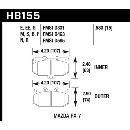 Hawk 93-95 Mazda RX-7 HP+ Street Front Brake Pads Fits select: 1986-1991,1993-1995 MAZDA RX7