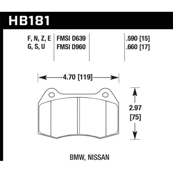 Hawk 94-97 BMW 840CI/850CI HPS Front Street Brake Pads Fits select: 1997-2001 FERRARI F550, 1991-1996 LAMBORGHINI DIABLO