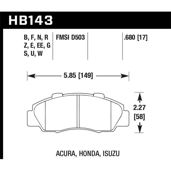 Hawk 97-99 Acura CL/97-01 Integra Type-R / 97-01 Honda CRV/Prelude DTC-60 Race Front Brake Pads