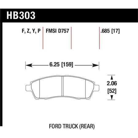 Hawk 99-05 Cadillac Excursion / 99-04 Ford F-250/F-350 Super Duty Pickup Rear LTS Street Brake Pads Fits select: 1999-2004 FORD F250, 1999-2004 FORD F350