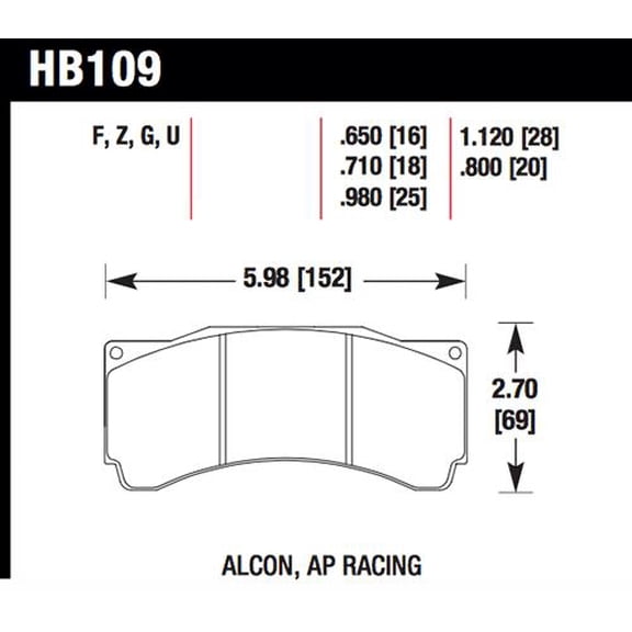 Hawk AP Racing CP5810/5890/5895/6078 / Coleman Series IV DTC-70 Race Brake Pads