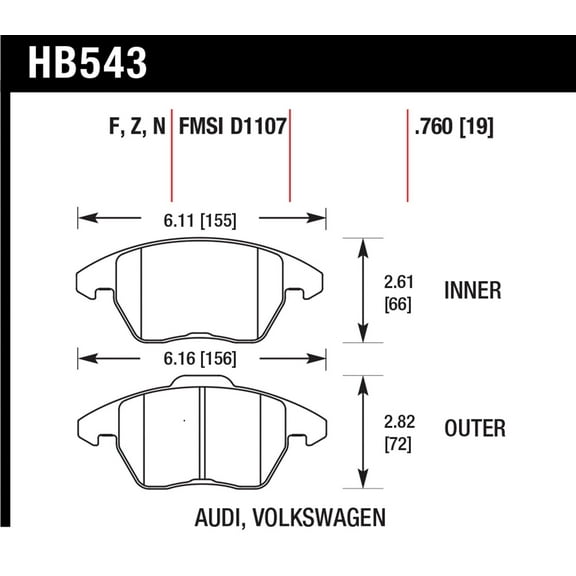 Hawk Audi A3 Quattro / VW EOS / Golf / Jetta / Passat / Rabbit HPS Front Brake Pads Fits select: 2015 VOLKSWAGEN PASSAT, 2011-2012 VOLKSWAGEN JETTA SE