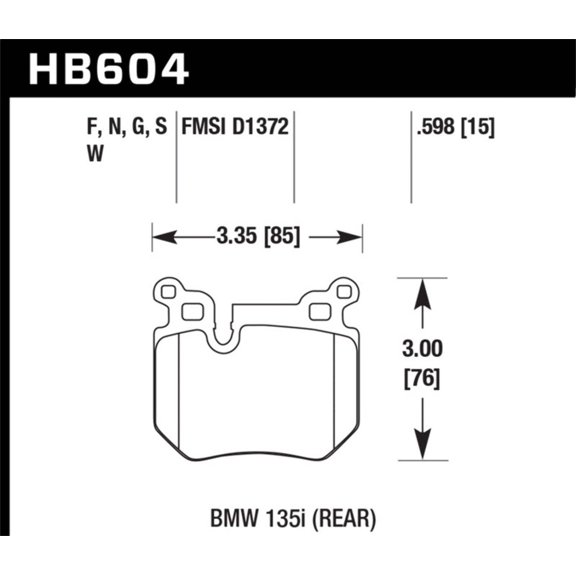 Hawk BMW 135i DTC-60 Race Rear Brake Pads