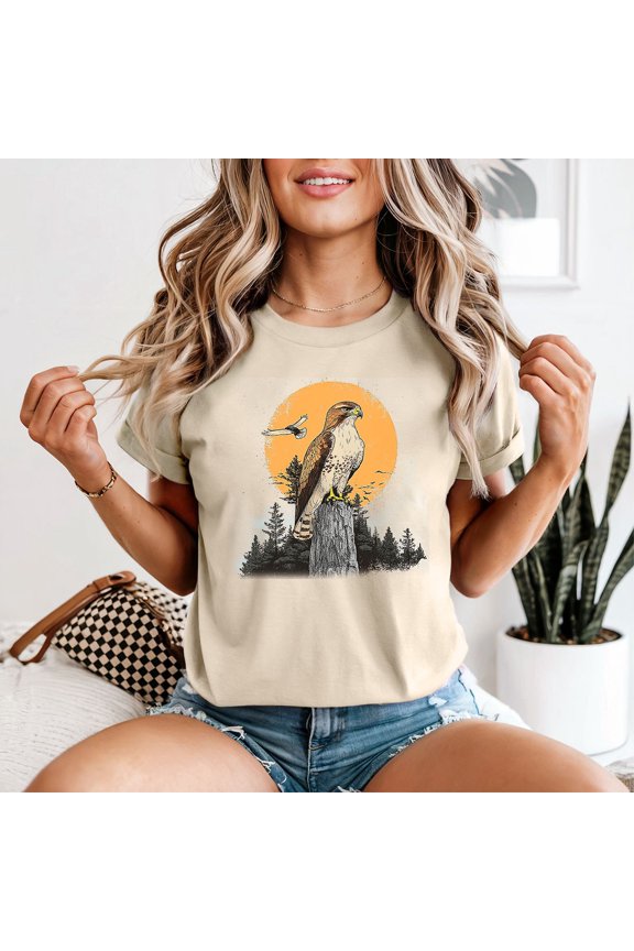 Hawk Birds Of Prey Animals Womens T-Shirt Engraved Nature Design All Size S-5XL