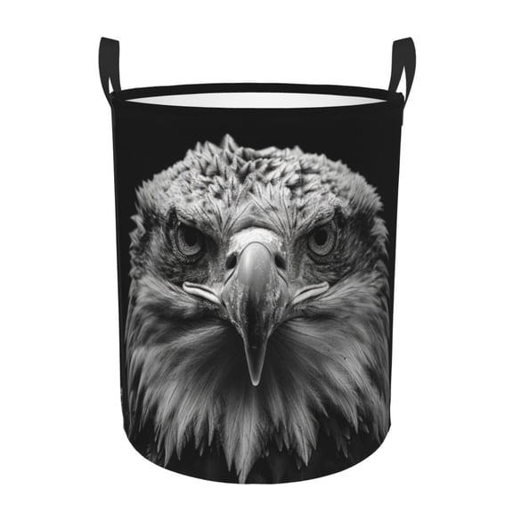Hawk Black White Laundry Hamper Small Storage Basket/Toy Organizer/Dirty Clothes Bucket