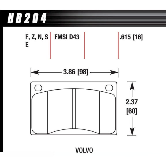 Hawk Brake Brake Pads Volvo Front HP Plus