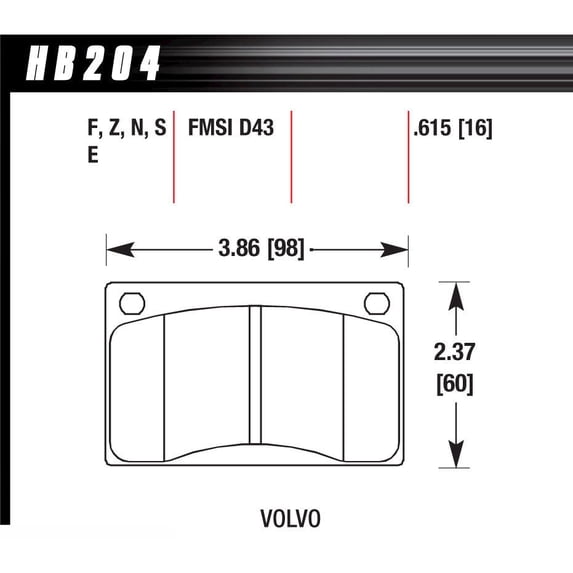 Hawk Brake Brake Pads Volvo Front HP Plus