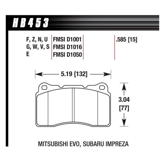 Hawk 03-06 Evo / 09-10 Evo X / 04-09 STi / 09-10 Genesis Coupe (Track Only) / 2010 Camaro SS / 08-09