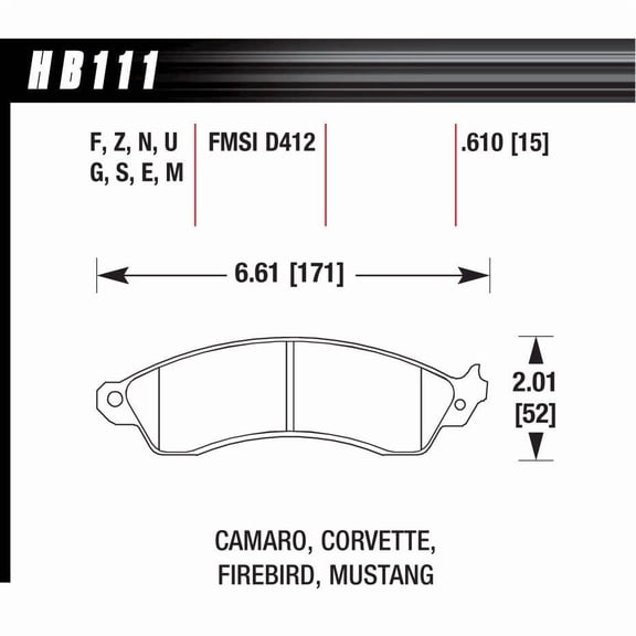 Hawk 94-04 Mustang Cobra / 88-95 Corvette 5.7L / 88-92 Camaro w/ Hvy Duty Brakes Front HPS Street Br