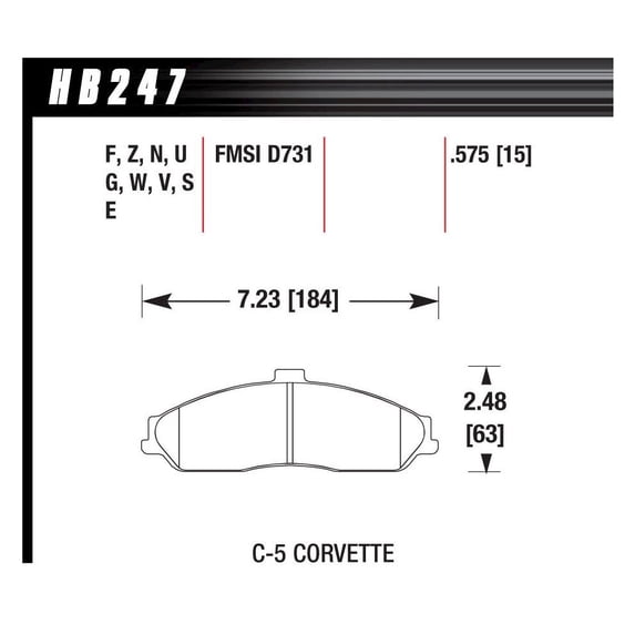 Hawk 97-06 Corvette (incl C5 Z06) HP+ Street Front Brake Pads