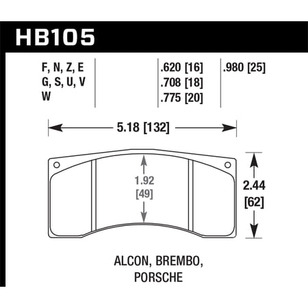 Hawk Brembo/Alcon DTC-60 Race Brake Pad Sets - HB105G.980