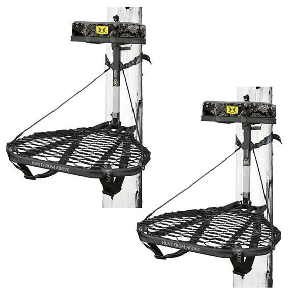 Hawk COMBAT Durable Steel Hunting Treestand and Full Body Harness (2 Pack)