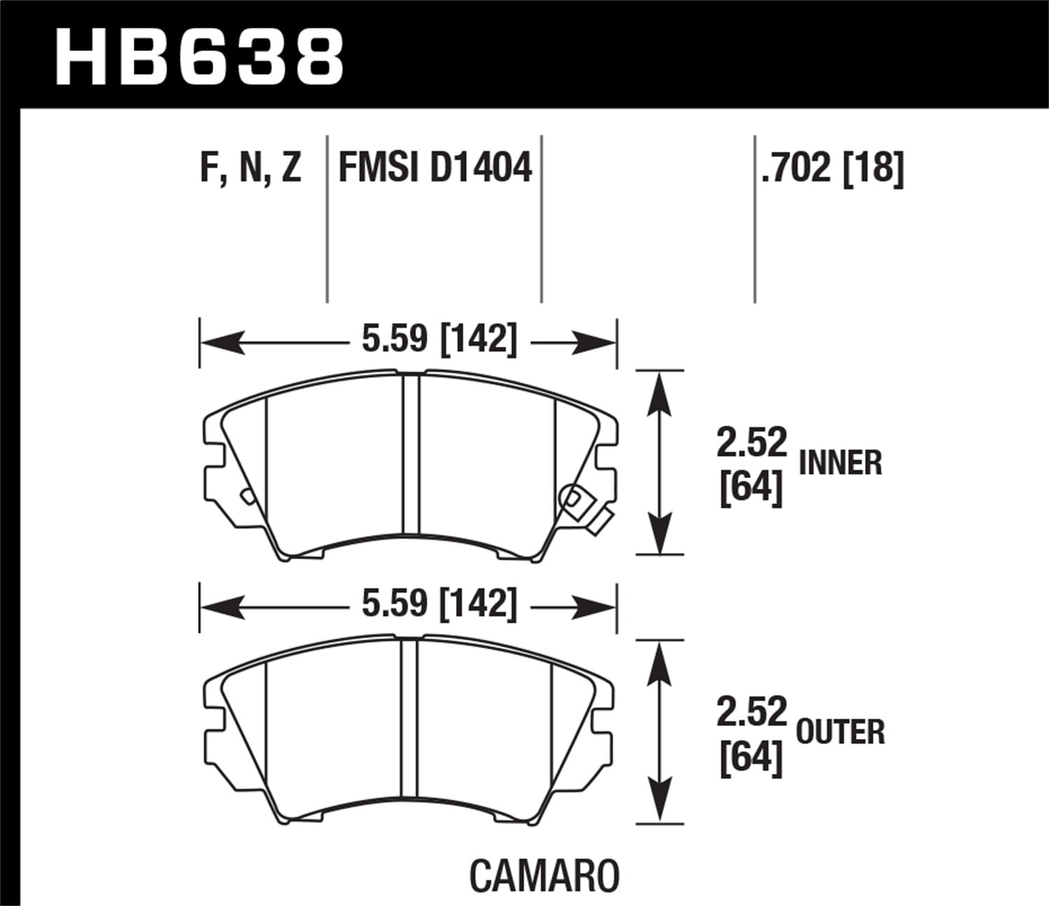 Hawk Camaro V6 Performance Ceramic Street Rear Brake Pads