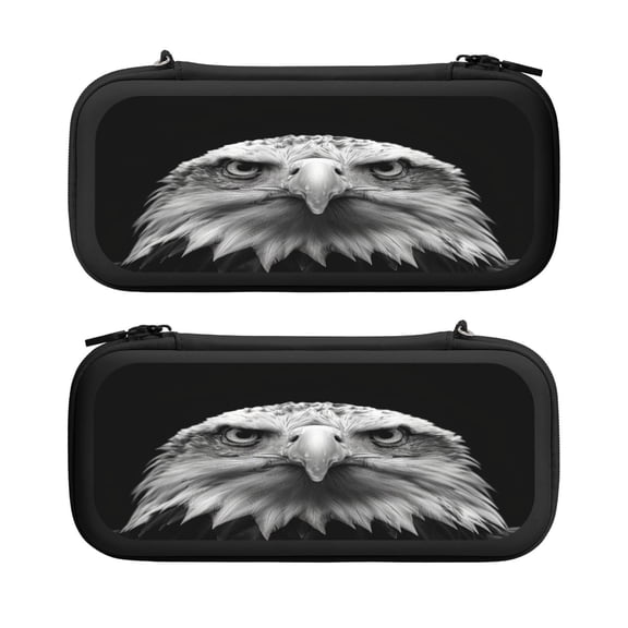 Hawk, Carrying Case For Nintendo Switch & OLED Version, Eva Lightweight Shockproof Protective Pouch Case for Game Console & Accessories with 10 Game Card Slot & Wristband, Black