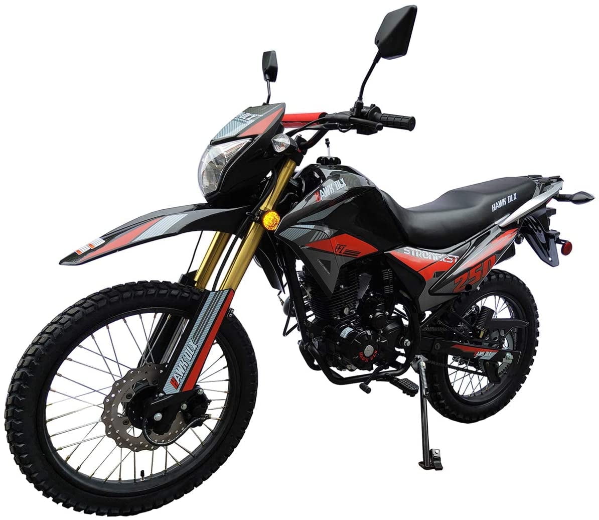 Hawk DLX 250 EFI Fuel Injection 250cc Endure Dirtbike Motorcycle RPS Enduro Bike Hawk Deluxe 5 SPEED Dual Sports Street Bike Motorcycle (Black color)