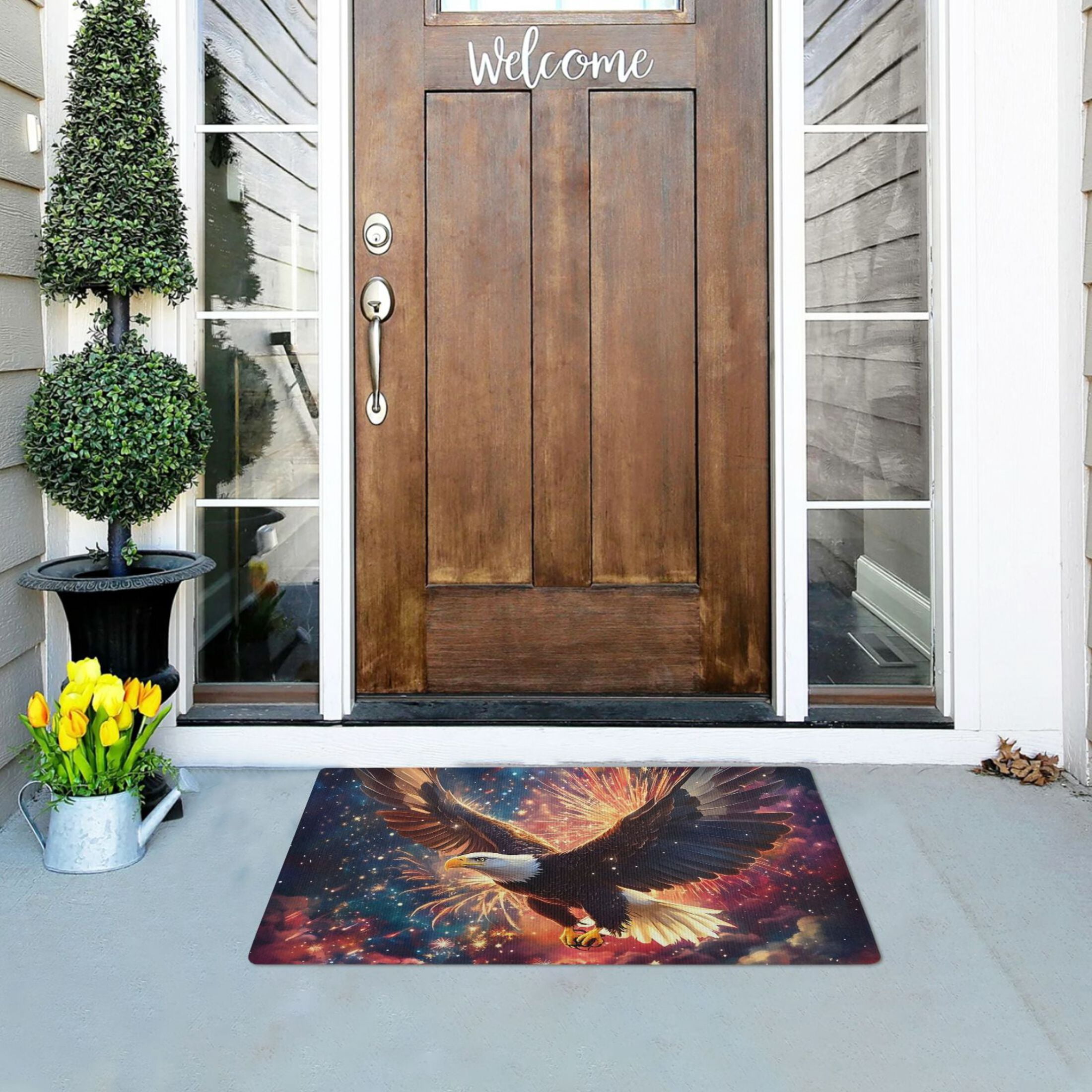 Hawk Flying Starry Night Doormats Welcome Mats Gate Pads Entryway ...