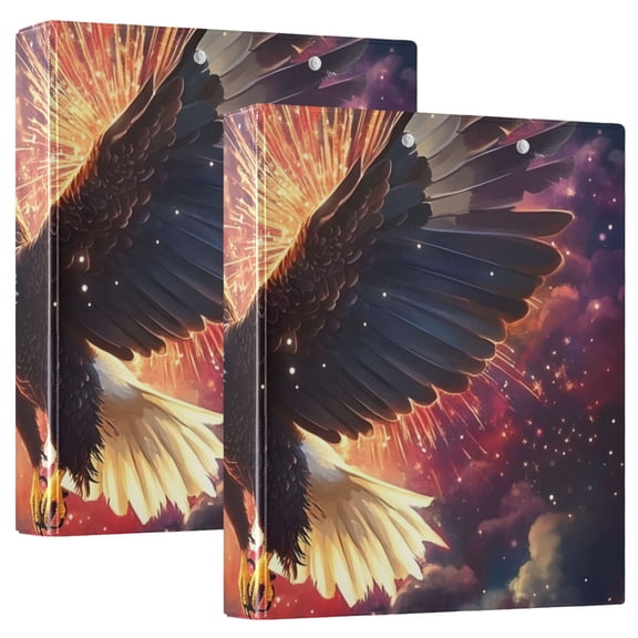 Hawk Flying Starry Night Round Ring Binder 3 Rings 1.5" Capacity File Storage for A4 Size 1 Pack