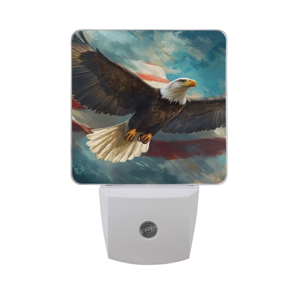 Hawk Flying over Flag LED Night Light with Smart Sensor Plug Into Wall Dusk to Dawn 2 packs