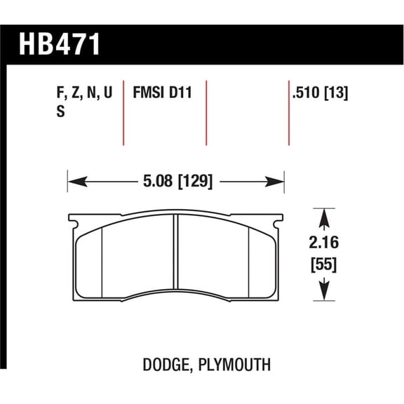 Hawk HPS Street Brake Pads Fits select: 1966-1969 FORD MUSTANG, 1967-1969 DODGE DART