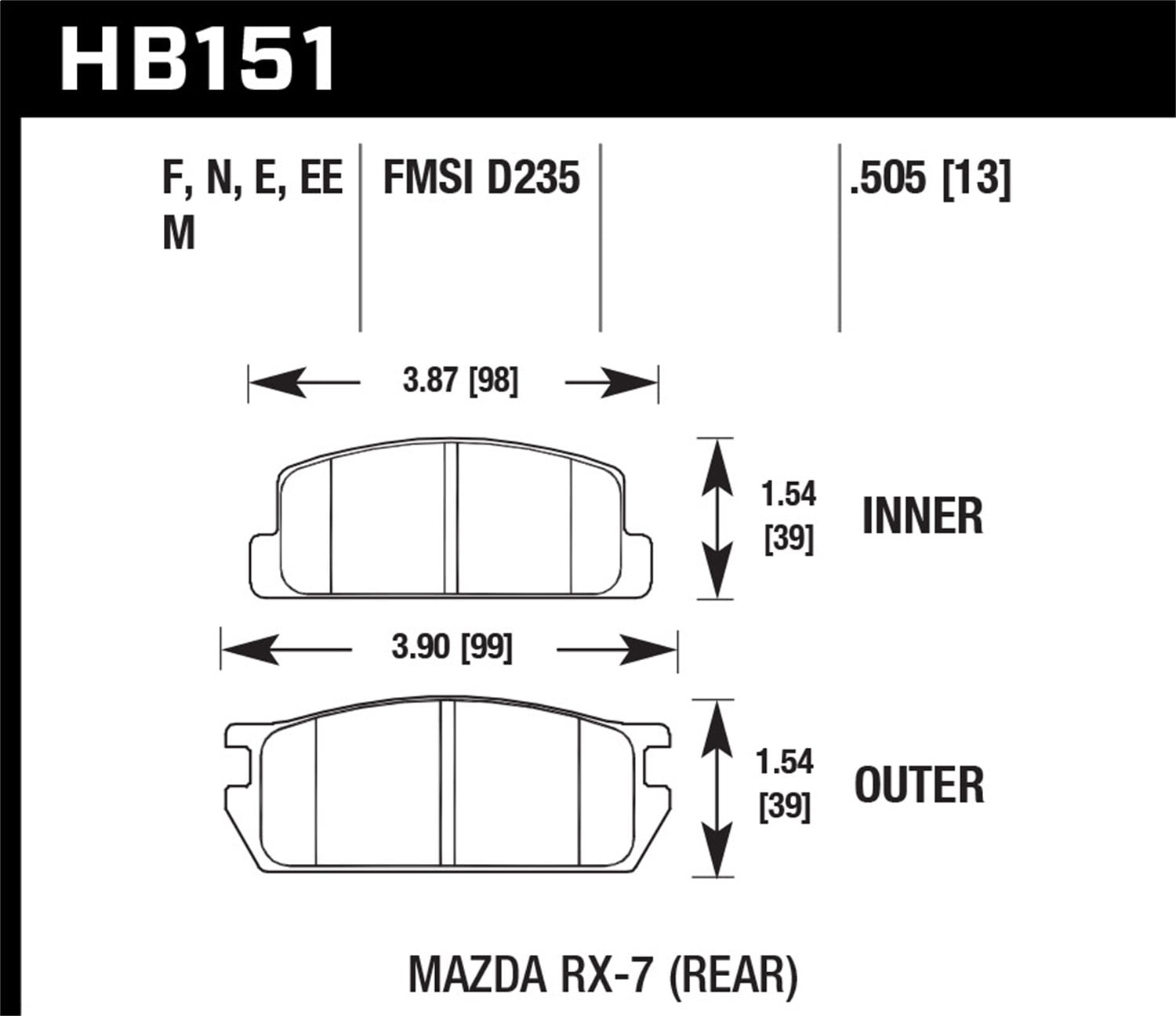 Hawk 04-09 RX8 HPS Street Front Brake Pads (D1009)