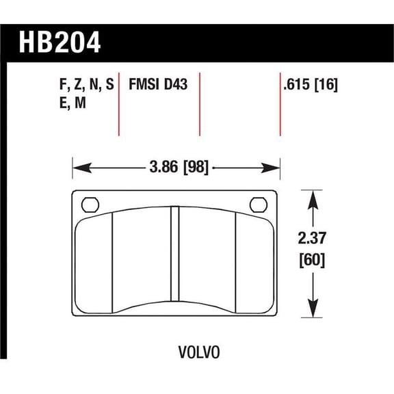 Hawk HPS Street Brake Pads Fits select: 1990-1993 VOLVO 240, 1970-1972 VOLVO 1800