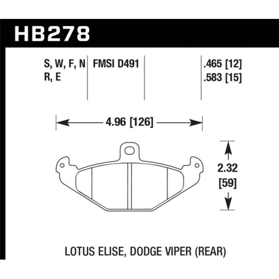 Hawk HPS Street Brake Pads Fits select: 1992-2000 DODGE VIPER