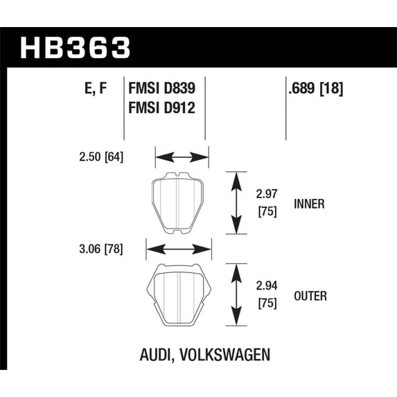Hawk HPS Street Brake Pads Fits select: 2000-2002 AUDI S4, 2004 AUDI A6