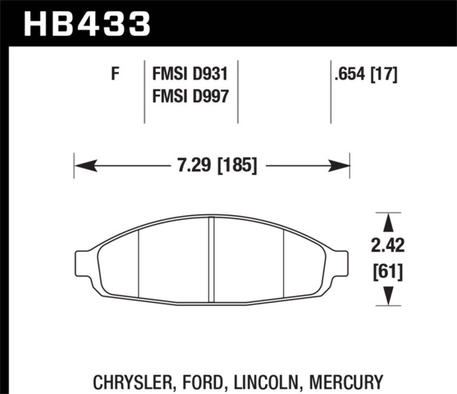 Hawk HPS Street Brake Pads Fits select: 2003-2011 MERCURY GRAND MARQUIS, 2003 FORD CROWN VICTORIA