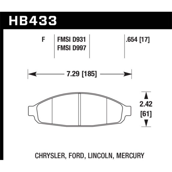 Hawk HPS Street Brake Pads Fits select: 2003-2011 MERCURY GRAND MARQUIS, 2003 FORD CROWN VICTORIA