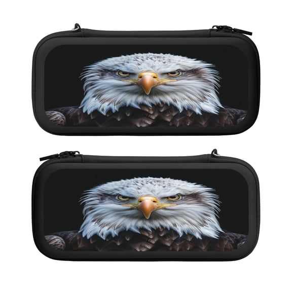 Hawk Look, Carrying Case For Nintendo Switch & OLED Version, Eva Lightweight Shockproof Protective Pouch Case for Game Console & Accessories with 10 Game Card Slot & Wristband, Black