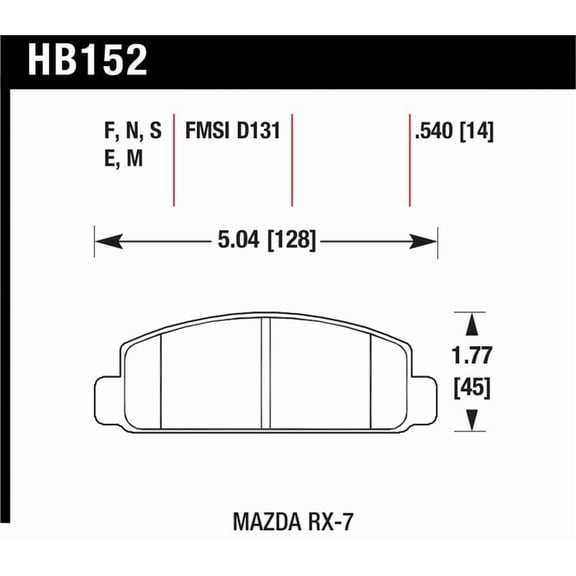 Hawk Mazda RX-7 HPS Street Front Brake Pads Fits select: 1986-1989 MAZDA RX7, 1984-1985 MAZDA RX7 13B