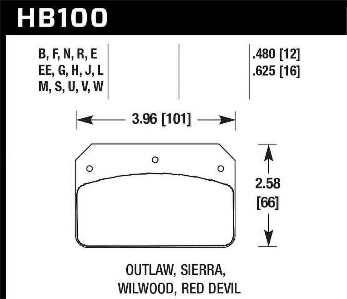 Hawk Performance HB100J.480 Brake Pads DR97 Compound Drag Race Set of 4
