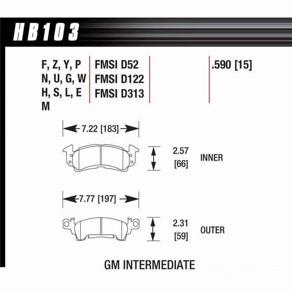Hawk Performance HB103W.590 Brake Pads - DTC-30 Compound - Set of 4 Fits select: 1969-1981 CHEVROLET CAMARO, 1970 CHEVROLET MALIBU