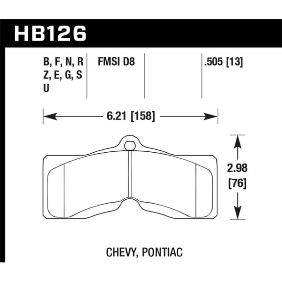Hawk Performance HB126F.505 Brake Pads - HPS Compound - Set of 4 Fits select: 1966-1982 CHEVROLET CORVETTE
