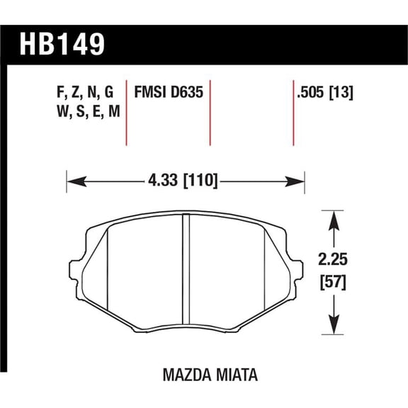 Hawk Performance HB149F.505 Brake Pads - HPS Compound - Front - Set of 4 Fits select: 1994-1997,1999-2003 MAZDA MX-5 MIATA